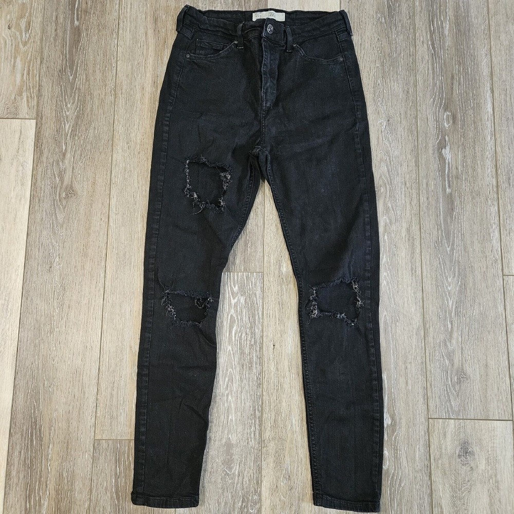 Topshop Jamie Ripped Distressed Skinny jeans Black W30